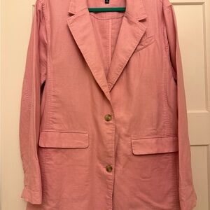GAP Women's Linen Blazer in Soft Pink